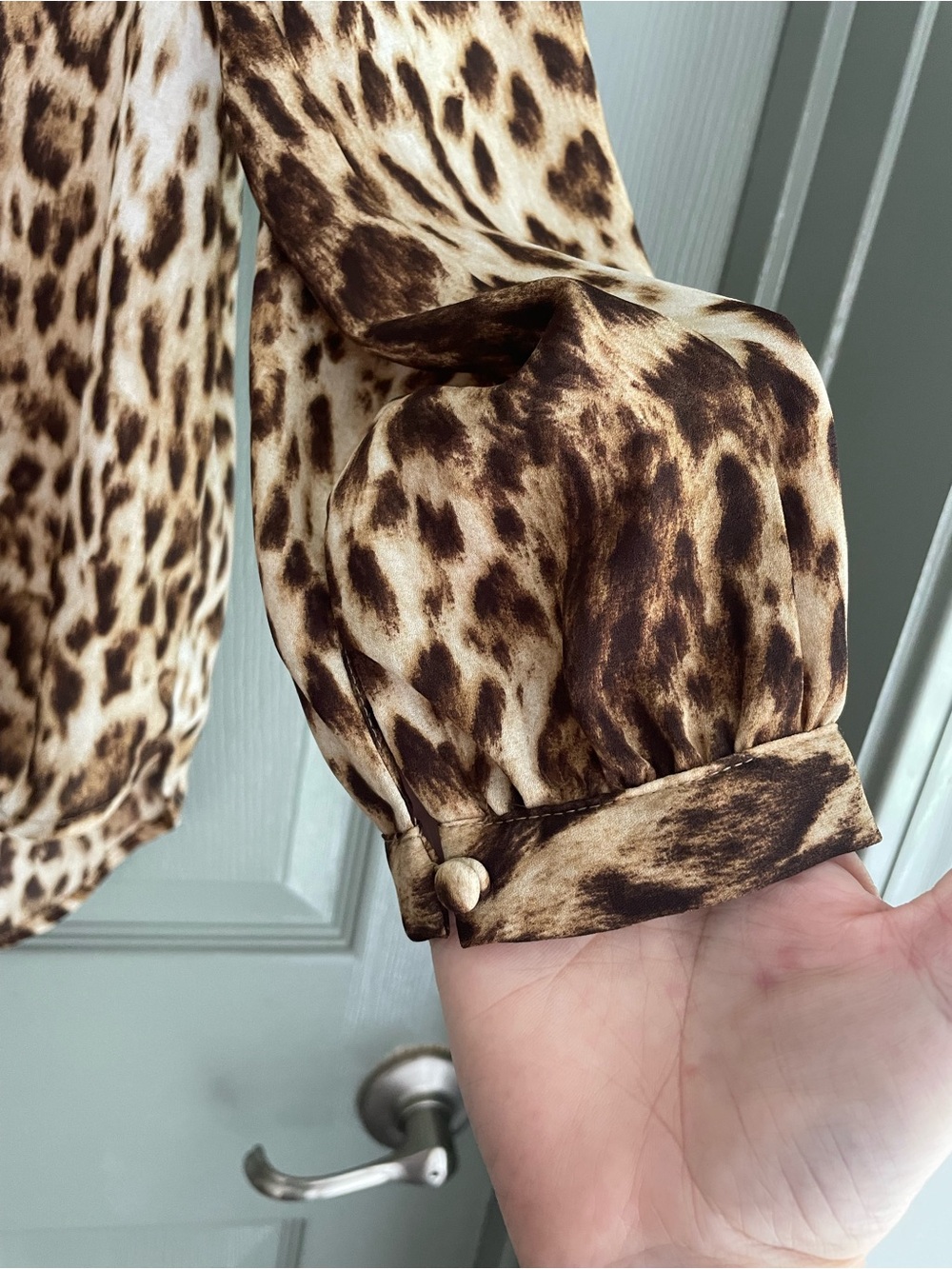 J. Crew Leopard Print Button-Front Blouse - Brown/Cream - Picture 5 of 6